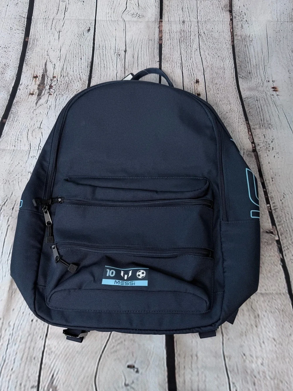 Messi Black/Blue Zip Backpack 15L Fits 15